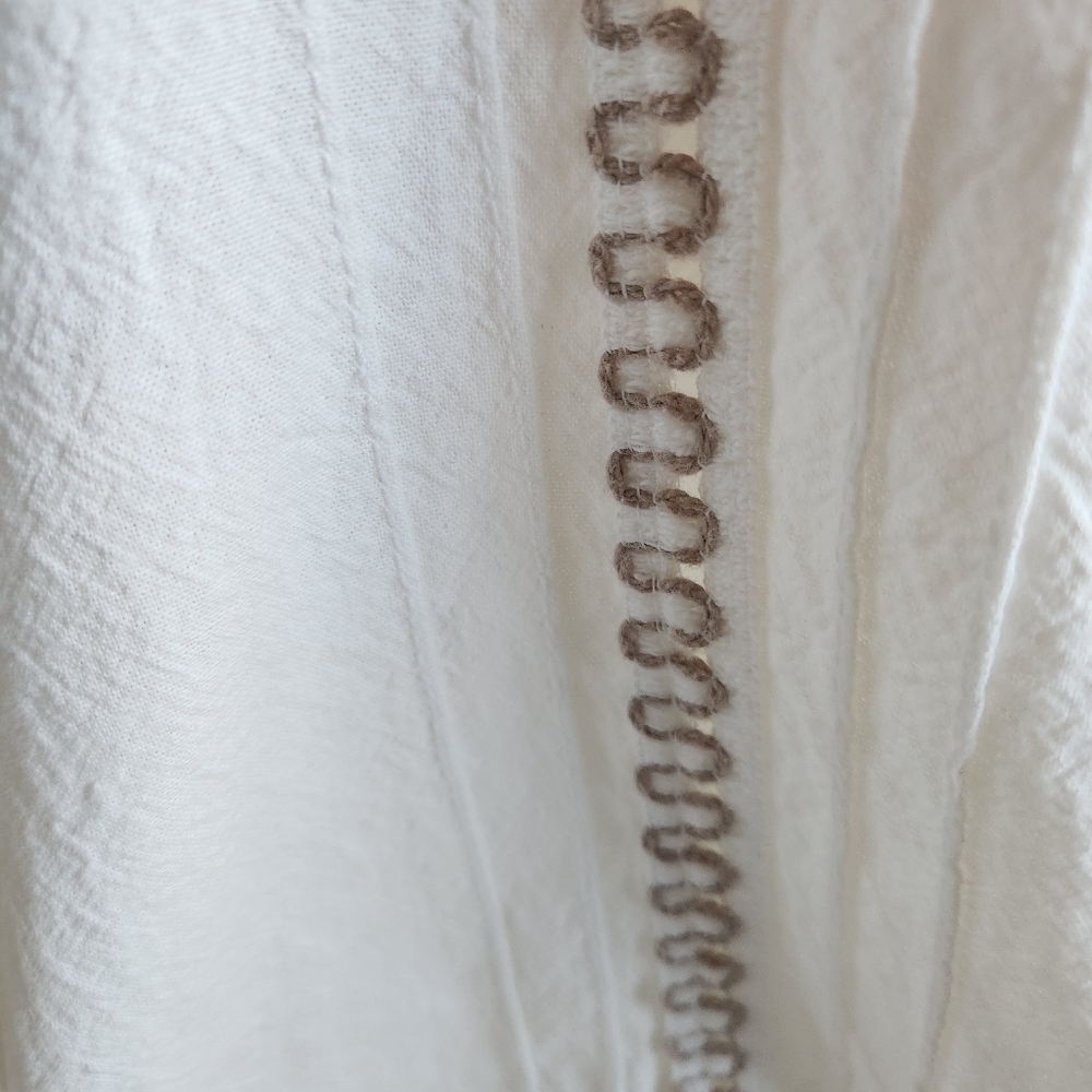 La Rueca Vintage Cotton Cream Beige Short Sleeve Button Down Guayabera Shirt L - Picture 6 of 11